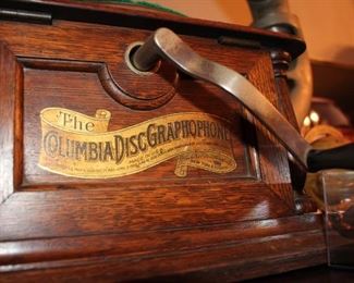 Antique Columbia Disc Graphophone with Horn