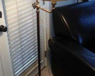 Antique floor lamp with beautiful hand painted base