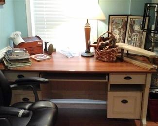 office desk and office supplies