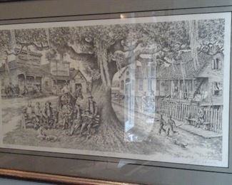 Signed and numbered print by Floyd Sonnier, "LA Ville Ste. Marie" 113 of 350