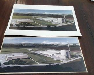 1960's Architectural drawing of  nuclear power plant 