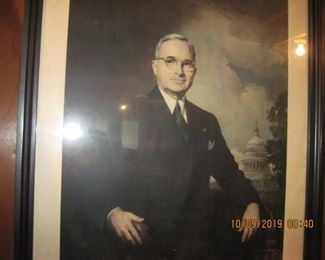 Harry S Truman.   Sorry folks, one day before the sale, and the family has elected to keep this picture.  It will not be available for sale.  