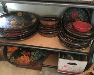 Huge selection of Mexican painted wood trays