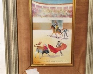 Arturo Guzman art--Bull fighting scenes--unique pieces with silver leaf