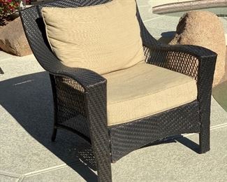 Allen + Roth All Weather Wicker Chair #1	35x34x35in seat height: 19in	HxWxD