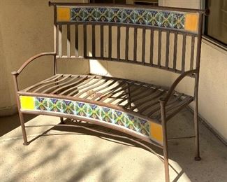 Iron & Tile Curved Patio Bench	41x53x20in	HxWxD