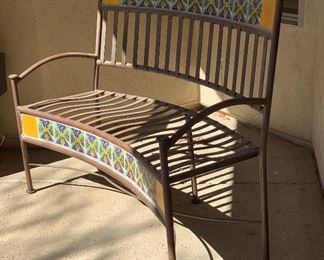 Iron & Tile Curved Patio Bench	41x53x20in	HxWxD
