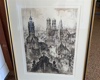 *Signed* Fred Joachim Dietrich German Etching	31in H x 23in W	
