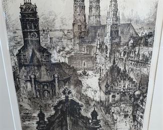 *Signed* Fred Joachim Dietrich German Etching	31in H x 23in W	
