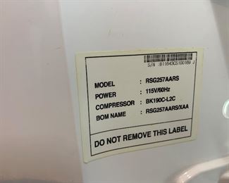 Samsung 24.1 cu ft Side-By-Side Refrigerator RSG257AARS	70x36x29in	HxWxD