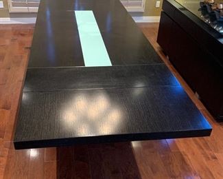 Contemporary Dark Wood & Steel Dining room Table w/ 10 Chairs	30x44x86-124in	HxWxD
