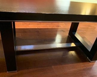 Contemporary Dark Wood & Steel Dining room Table w/ 10 Chairs	30x44x86-124in	HxWxD
