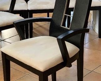 Contemporary Dark Wood & Steel Dining room Table w/ 10 Chairs	30x44x86-124in	HxWxD
