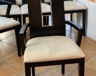 Contemporary Dark Wood & Steel Dining room Table w/ 10 Chairs	30x44x86-124in	HxWxD
