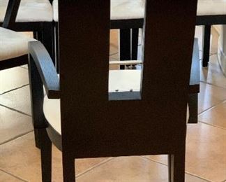 Contemporary Dark Wood & Steel Dining room Table w/ 10 Chairs	30x44x86-124in	HxWxD
