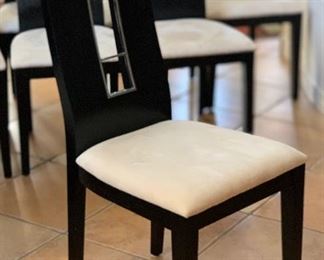 Contemporary Dark Wood & Steel Dining room Table w/ 10 Chairs	30x44x86-124in	HxWxD
