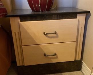 natural Wood/Faux Marble Nightstand	23x26x16in	HxWxD
