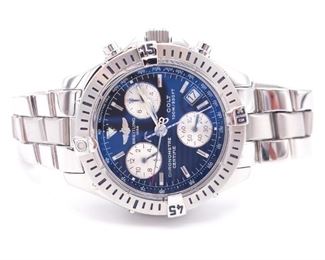 Men's Breitling Colt Chronograph Watch A73350 Black Face; Box, Manual