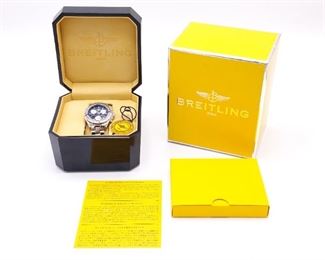Men's Breitling Colt Chronograph Watch A73350 Black Face; Box, Manual
