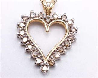 Dazzling Champagne Diamond Heart-Shaped Estate Necklace in 10k Gold