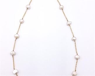 Beautiful Baroque Pearl 14k 18" Estate Necklace