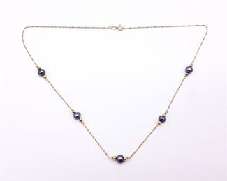 Tahitian Pearl Estate Necklace in 14k Yellow Gold