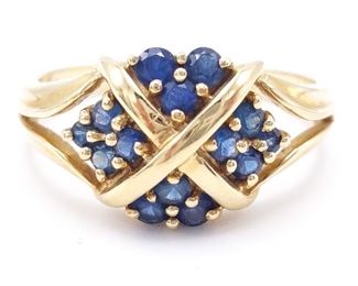 Designer Styled Sapphire Estate Ring in 14k Yellow Gold
