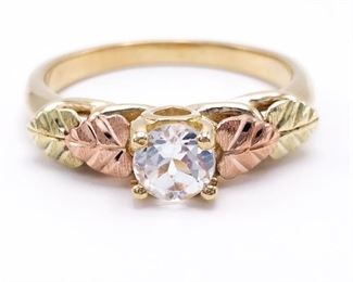 Brilliant Aquamarine Black Hills Gold Estate Ring in 10k Gold