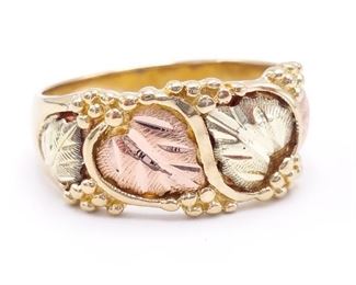 Dual Leaf Black Hills Gold Estate Ring in 10k Gold