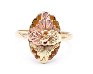 Well Made Black Hills Gold Estate Ring in 10k Yellow Gold