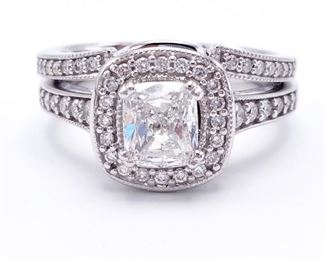 ~1.96 CT Cushion Diamond Ring in 14k White Gold