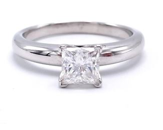 ~1.01 CT Princess Cut Tiffany Style Solitaire in 14k White Gold