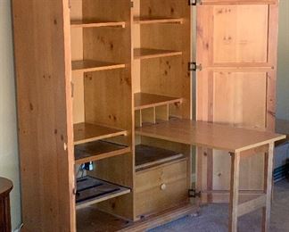 Whitewash Pine Hide-a-Desk/Cabinet	73x38x23in	HxWxD