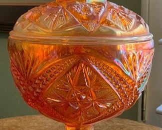Carnival Glass Candy Dish Lidded