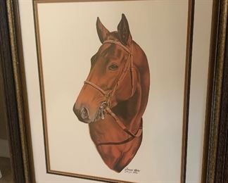 *Signed* Joseph Petro Racing Breed II Horse Print Framed