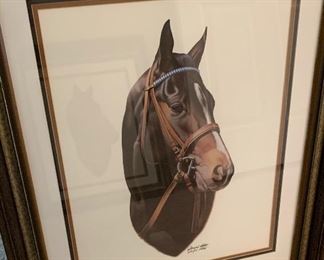 *Signed* Joseph Petro Racing Breed Horse Print Framed	 