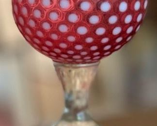 Fenton Coinspot  Cranberry Ivy Bowl