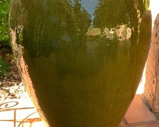 Lg Green Glazed Planter	 
