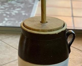 4 Stoneware Crock Butter Churn	 