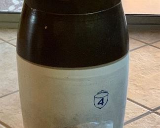 4 Stoneware Crock Butter Churn	 