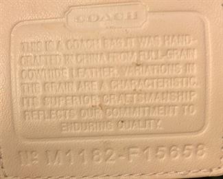 Coach White Purse Handbag