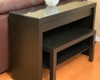 AS-IS Contemporary Compact Desk w/ BEnch Seat 31x47x16.5in HxWxD