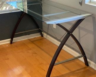 Contemporary Glass/Steel/Wood Desk 30x55x27.5in HxWxD