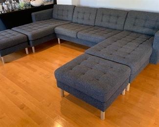landskrona Contemporary Tufted  Fabric Sofa/Couch Chaise	30x124x60in	HxWxD
