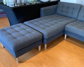 landskrona Contemporary Tufted Fabric Sofa/Couch Chaise 30x124x60in HxWxD