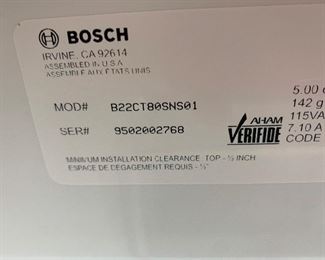 Bosch 800 Series French Door Refrigerator B22CT80SNS01	71.75x36x31in D	HxWxD

