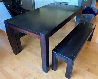 Artefama Kubo Dining Table w/ 2 Benches Espresso	Table:   30.5x63.5x35.5in D             Bench: 18x13.5x54in	HxWxD