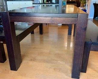 Artefama Kubo Dining Table w/ 2 Benches Espresso	Table:   30.5x63.5x35.5in D             Bench: 18x13.5x54in	HxWxD