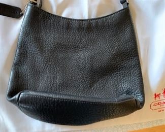 Coach black Pebbled Leather Handbag Sac	 	
