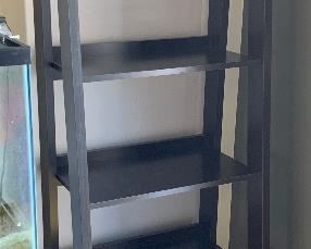 Dark Wood Trestle Bookshelf #1	71x23.5x16.5in	HxWxD
